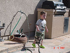 Hunter looking for eggs.