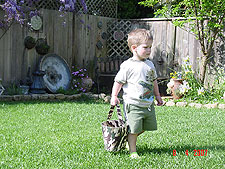 Hunter looking for eggs.