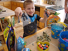 Hunter's likes his Easter presents!