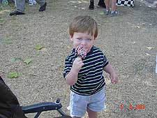 Hunter eating ice cream.