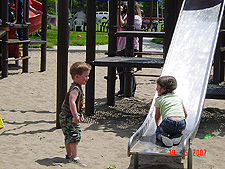 Olivia making Hunter laugh...