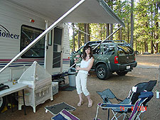 Hunter gets to wear his new outfit for camping.