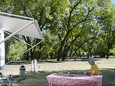 Dave relaxes at our quiet campsite.