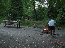 Dave and Hunter running around the fire.
