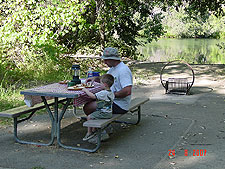 Hunter and Dave having lunch.