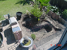 Another view of new pond layout from bedroom.