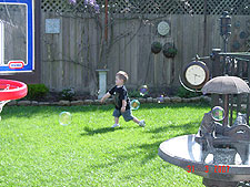 Hunter chasing bubbles