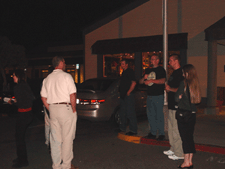 Outside after dinner.