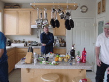 Guys playing with a little rubber ball...