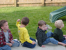 In line for the pin&atilde;ta.