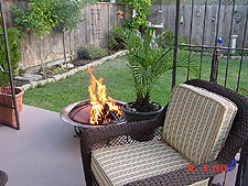 Our first fire in the fire pit.