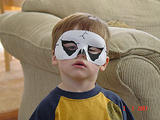 Hunter wearing his finished mask.