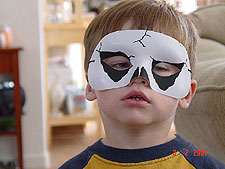 Hunter wearing his finished mask.