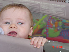 Hunter shows his baby teeth...