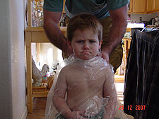 Hunter getting a haircut