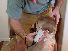 Hunter getting a haircut