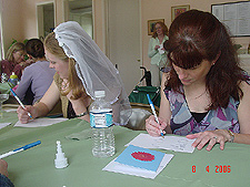 Beth and Karen plaing the word scramble