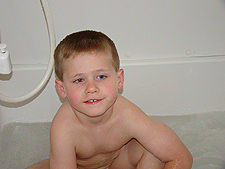 Hunter taking a bath.