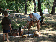 Dave splits wood.