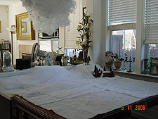 We've added a table to the dining room table for extra display room.